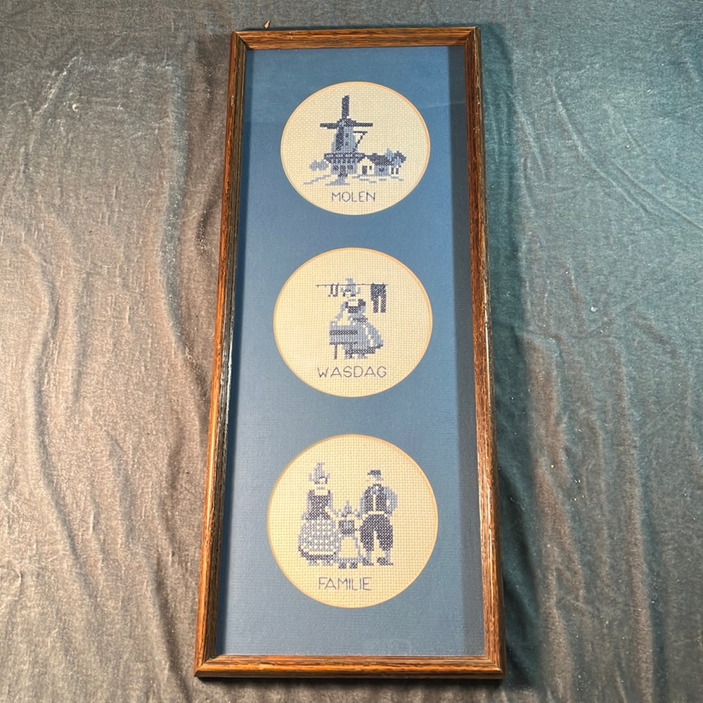 VTG Framed Dutch Crossstitch